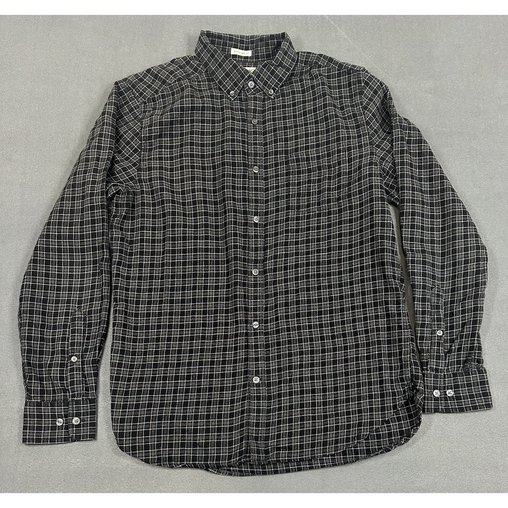 Lucky Brand Flannel Shirt Mens Medium White Label Fit Long Sleeve Soft Knit